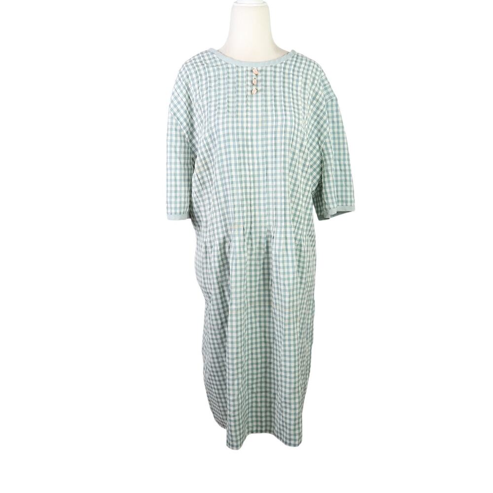 Vintage 80s Lady Dorby green and cream gingham check mini dress 22W